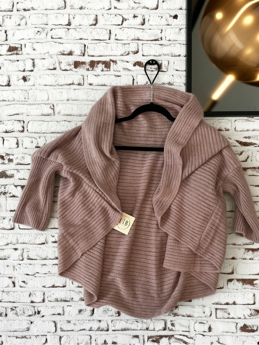 L.I.B New York Ribbed Cocoon Cardigan Shawl Sweater